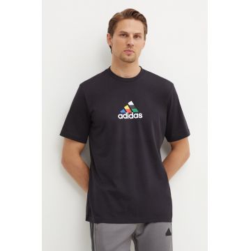 adidas tricou din bumbac Tiro barbati, culoarea negru, cu imprimeu, IW2672