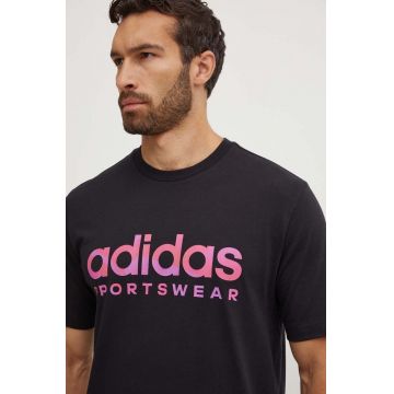 adidas tricou Tiro barbati, culoarea negru, cu imprimeu, IW2659