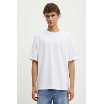 American Vintage tricou din bumbac barbati, culoarea alb, neted