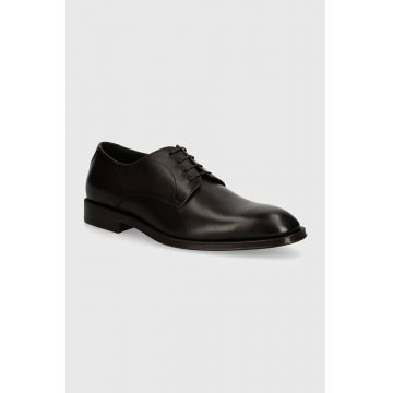 BOSS pantofi de piele Derrek barbati, culoarea maro, 50522941