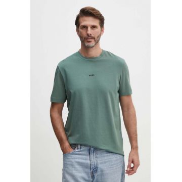 BOSS tricou BOSS ORANGE barbati, culoarea verde, neted, 50473278