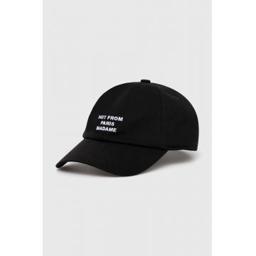 Drôle de Monsieur șapcă de baseball din bumbac La Casquette Slogan culoarea negru, cu imprimeu, PERM-CP151-CO138-BL