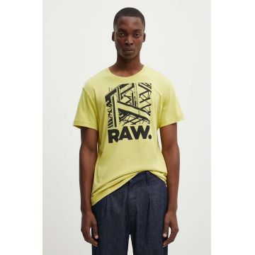 G-Star Raw tricou din bumbac barbati, culoarea verde, cu imprimeu, D24685-C506