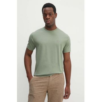 Gant tricou din bumbac barbati, culoarea verde, neted