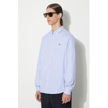 Lacoste camasa din bumbac barbati, culoarea alb, cu guler button-down, regular, CH2936