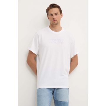 Levi's tricou din bumbac barbati, culoarea bej, cu imprimeu