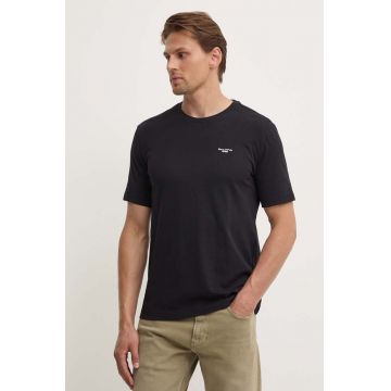 Marc O'Polo tricou din bumbac DENIM barbati, culoarea negru, neted, B61202151060