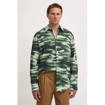 MSGM camasa din bumbac barbati, culoarea verde, cu guler clasic, regular, 3740ME19.247550