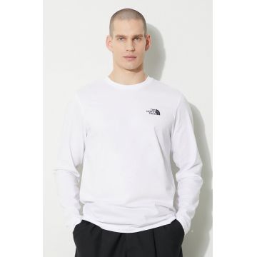 The North Face longsleeve M L/S Simple Dome Tee bărbați, culoarea alb, uni, NF0A87QNFN41