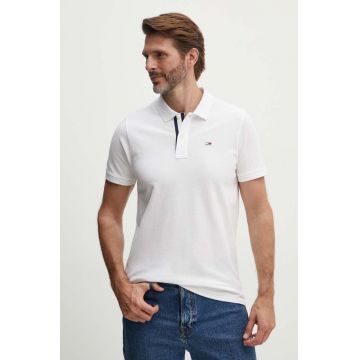 Tommy Jeans polo de bumbac culoarea alb, neted, DM0DM15370