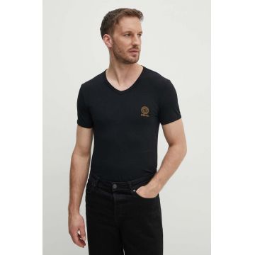 Versace tricou barbati, culoarea negru, cu imprimeu, AUU01004 1A10011