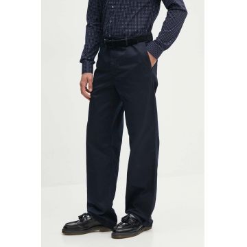 Wood Wood pantaloni Silas Classic barbati, culoarea albastru marin, drept, 10001601.5252