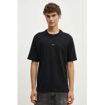 A.P.C. tricou din bumbac t-shirt boxy micro logo GOTS barbati, culoarea negru, neted, COHBW.H26386
