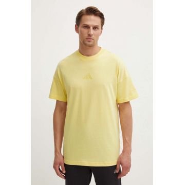 adidas tricou din bumbac All SZN barbati, culoarea galben, neted, IY4141