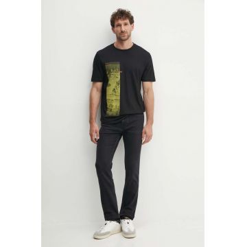 Boss Orange tricou din bumbac barbati, culoarea negru, cu imprimeu, 50522640