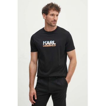 Karl Lagerfeld tricou din bumbac barbati, culoarea negru, cu imprimeu, 543225.755404