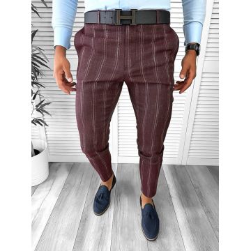 Pantaloni barbati eleganti grena B1801 21-2 E~