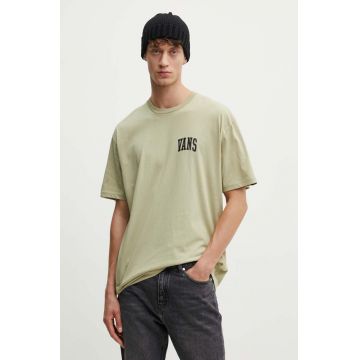 Vans tricou din bumbac barbati, culoarea verde, cu imprimeu, VN000HFGD3Z1