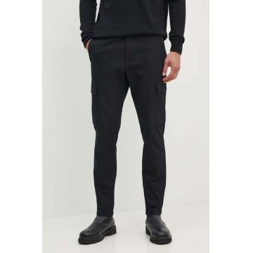 BOSS pantaloni barbati, culoarea negru, mulata, 50519136