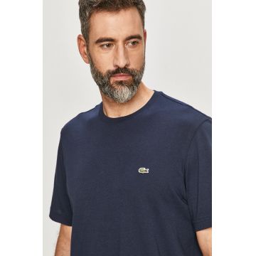 Lacoste tricou din bumbac barbati, culoarea verde, neted, TH2038