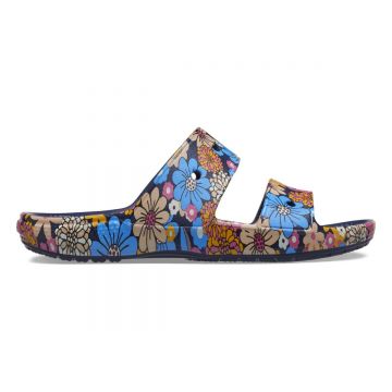 Papuci Classic Crocs Retro Floral Sandal Albastru - Navy/Multi