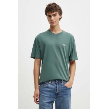 Vans tricou din bumbac barbati, culoarea verde, neted, VN0A3CZE1CI1