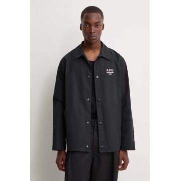 A.P.C. geacă cu aspect de cămașă blouson regis culoarea negru, de tranzitie, oversize, PSAJB.H02960