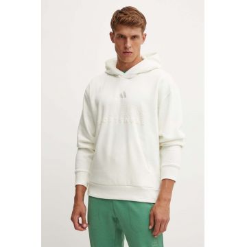 adidas bluza All SZN barbati, culoarea alb, cu glugă, cu imprimeu, IY6594