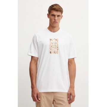 adidas Originals tricou din bumbac barbati, culoarea bej, cu imprimeu, IX6743