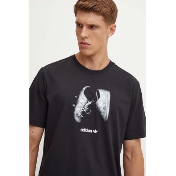 adidas Originals tricou din bumbac barbati, culoarea negru, cu imprimeu, IY3431