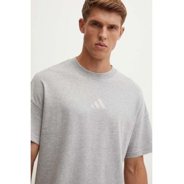 adidas tricou din bumbac All SZN barbati, culoarea gri, melanj, IY4138