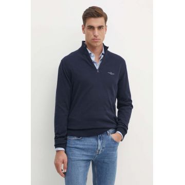 Aeronautica Militare pulover de bumbac culoarea albastru marin, light, cu turtleneck, MA1489L506