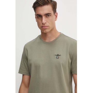 Aeronautica Militare tricou din bumbac barbati, culoarea verde, cu imprimeu, TS2301J592