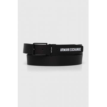 Armani Exchange curea de piele cu doua fete barbati, culoarea negru, 951394 4R850