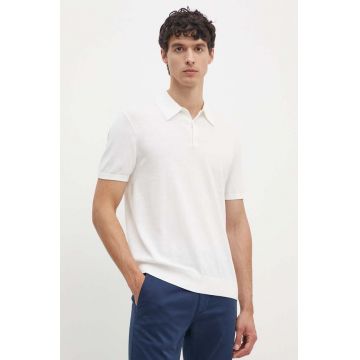 Armani Exchange polo de bumbac culoarea alb, neted, 8NZF5D ZM3JZ