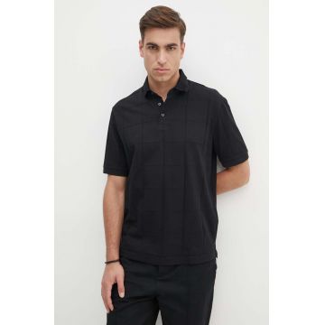 Armani Exchange polo de bumbac culoarea negru, neted, 6DZFLJ ZJ2ZZ