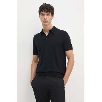 Armani Exchange polo de bumbac culoarea negru, neted, 8NZF5D ZM3JZ