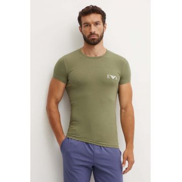 Emporio Armani Underwear tricou lounge 2-pack culoarea verde, cu imprimeu, 111670 4F715