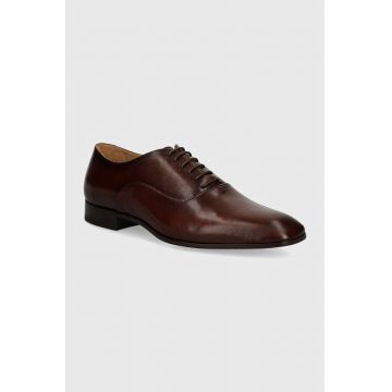 Karl Lagerfeld pantofi de piele SAMUEL barbati, culoarea maro, KL12334