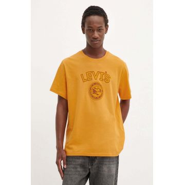 Levi's tricou din bumbac barbati, culoarea portocaliu, cu imprimeu