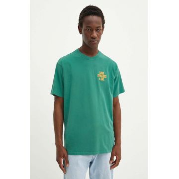 Levi's tricou din bumbac barbati, culoarea verde, cu imprimeu, 87373