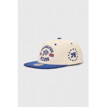 Mitchell&Ness sapca Philadelphia 76ERS culoarea bej, cu imprimeu, HHSS7510-P76YYPPPOFWH