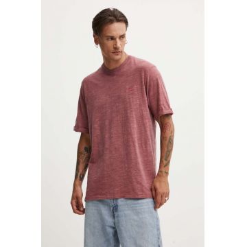 Superdry tricou din bumbac barbati, culoarea bordo, melanj, M1012186A-XL2