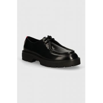 Tommy Jeans pantofi de piele TJM SMART DERBY SHOE barbati, culoarea negru, EM0EM01418