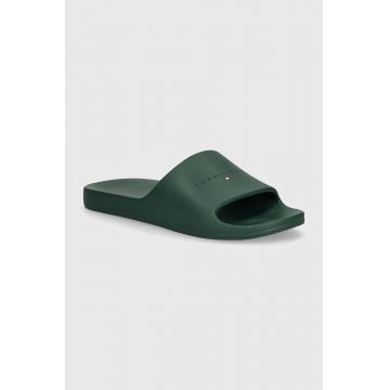 Tommy Jeans papuci TJM BASIC SLIDE barbati, culoarea verde, EM0EM01519