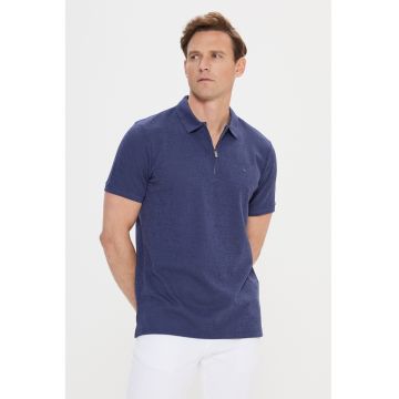 Tricou polo cu fenta cu fermoar