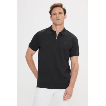 Tricou polo cu fenta cu fermoar