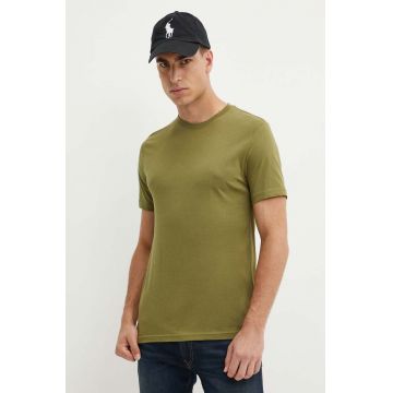 United Colors of Benetton tricou din bumbac barbati, culoarea verde, neted