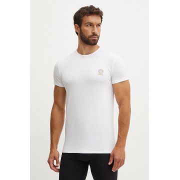 Versace tricou din bumbac barbati, culoarea alb, cu imprimeu, AUU01005 1A10011