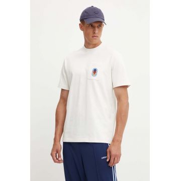 adidas Originals tricou din bumbac barbati, culoarea bej, cu imprimeu, IX6754